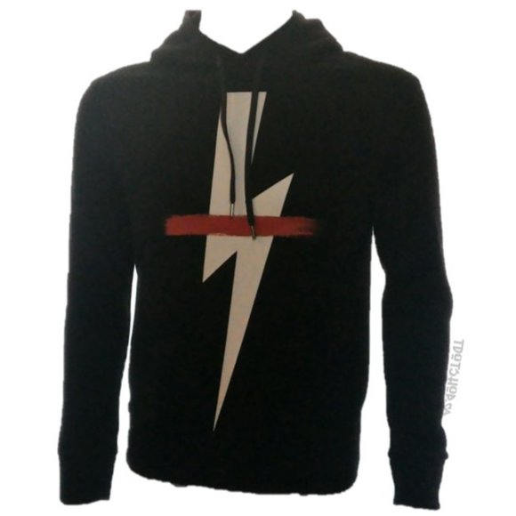 NEIL BARRETT Crossed Out Bolt Hoodie B R & W - Picture 2 of 10